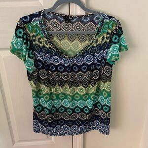 East 5th Blue and Black Patterned Top